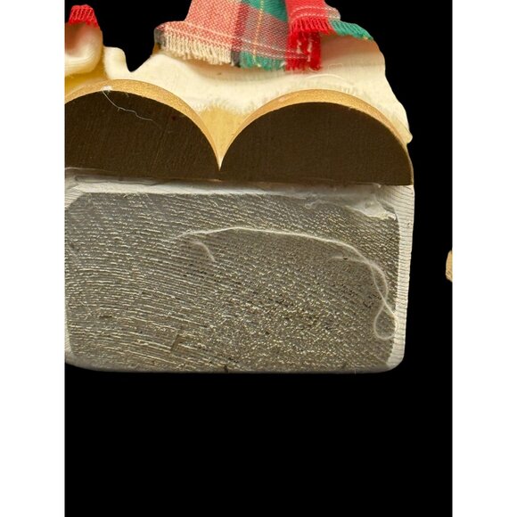 Vtg. Primitive Wooden Christmas Angel Doll Plaid Dress "Heavenly Holidays" Decor - Picture 6 of 7